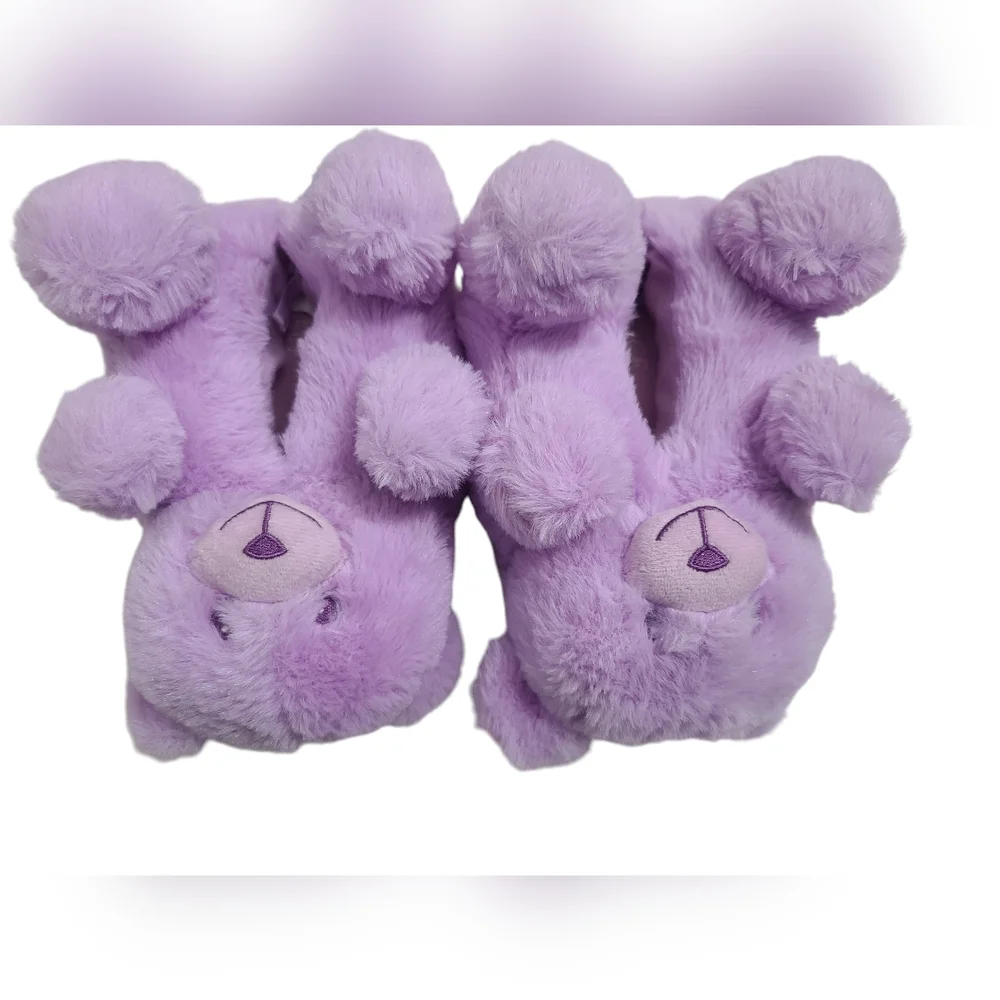 The Children's Place Toddler Purple Teddy Bear Slippers Size 8/9